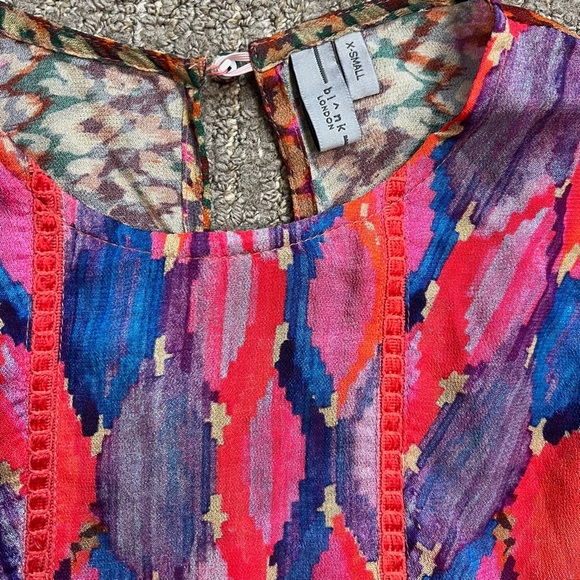 Anthropologie BI-nk Miranda Peasant Blouse Abstract Leopard Watercolor Size XS - Picture 4 of 10